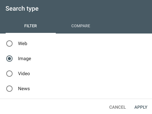 Google search console image search type